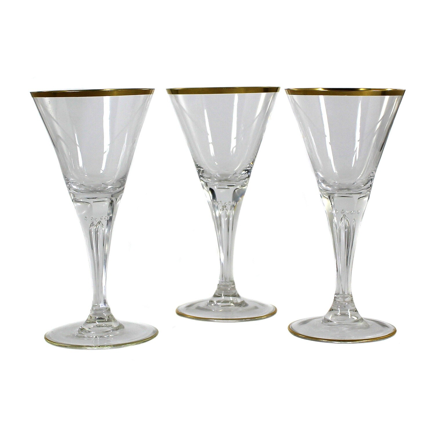 1st of 3. Madeira glass with faceted shaft and pierced air bubbles