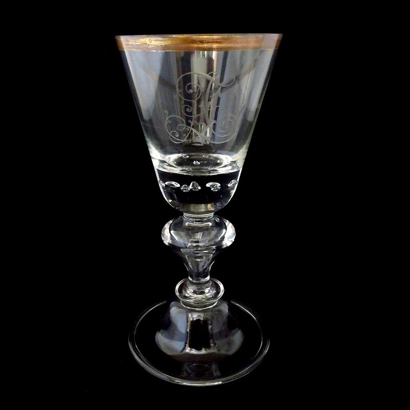 1st of 3. Cup with bell base and pierced air beads, Josephinenhütte