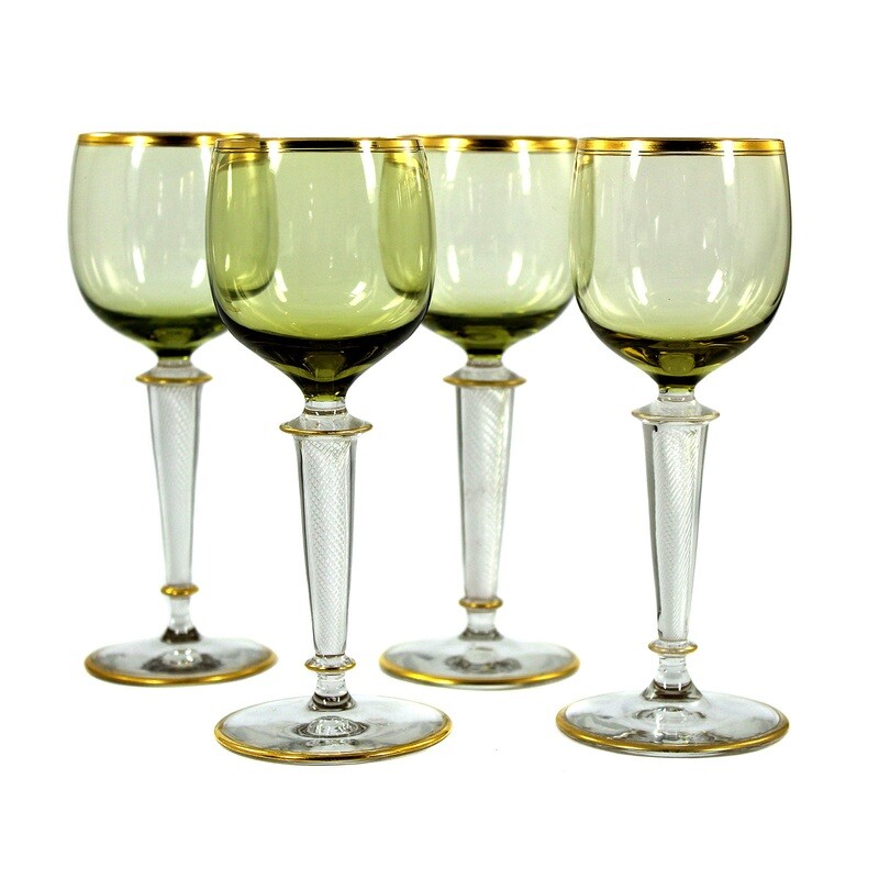 1st of 4. Roman with pistachio-colored cup and polished gold rim, Josephinenhütte