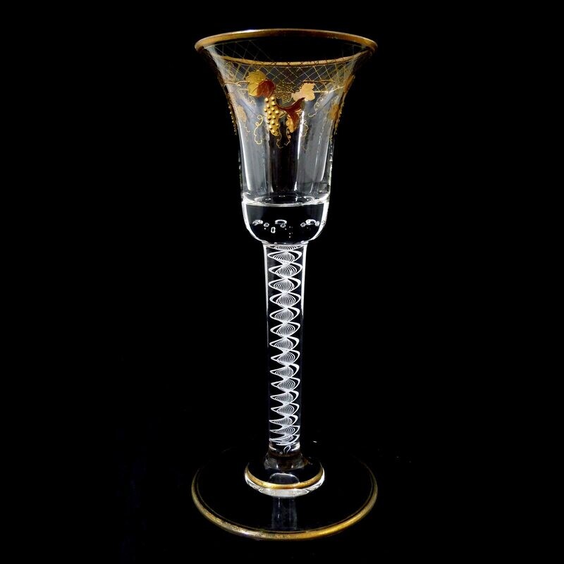 1st of 4. Stem glass with air filigree, Josephinenhütte around 1897