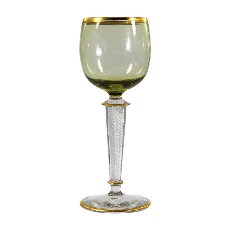 1st of 4. Roman with pistachio-colored cup and polished gold rim, Josephinenhütte