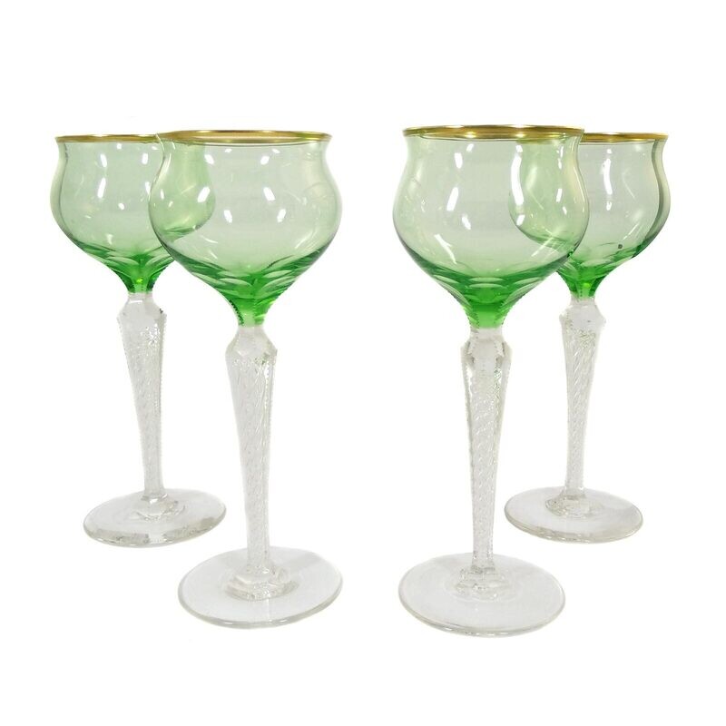 1st of 4. Stem glass with air filigree, Josephinenhütte around 1897