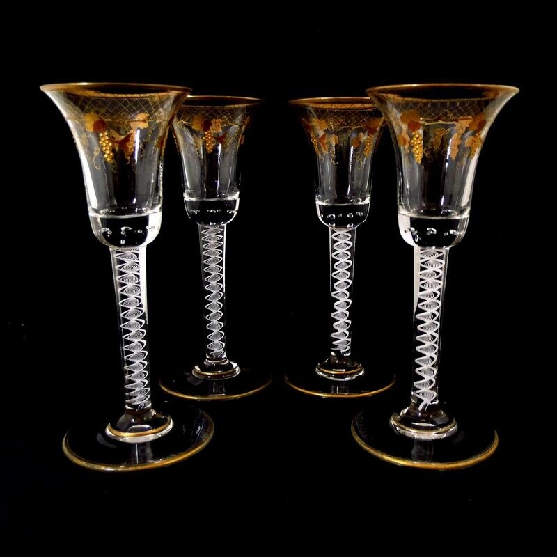 1st of 4. Stem glass with air filigree, Josephinenhütte around 1897