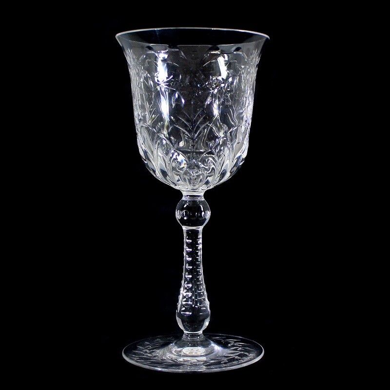 1st of 6. Wine glass with flower garlands, Josephinenhütte, Service Stefanie around 1900