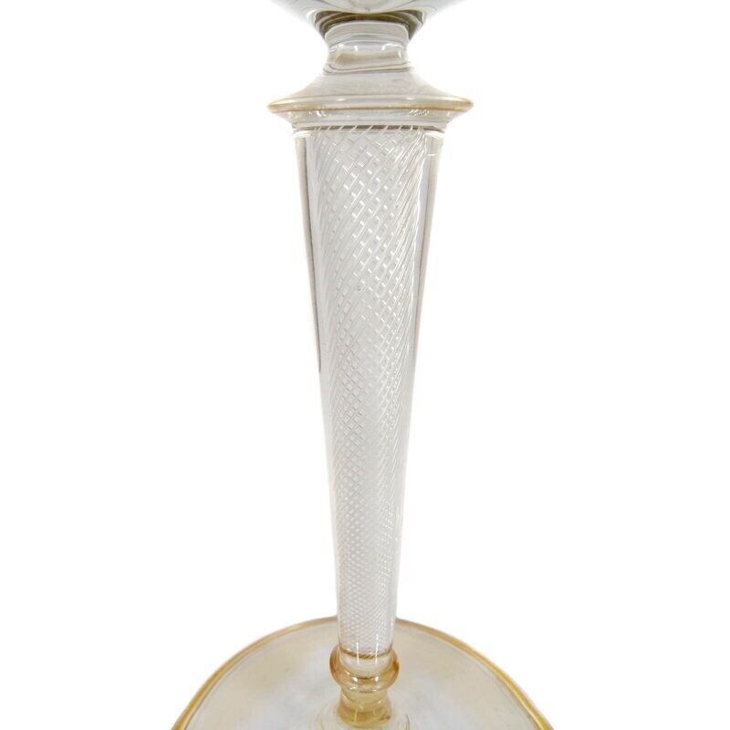 Red wine glass with spiral threads, Josephinenhütte, designed by A. Gerlach around 1890