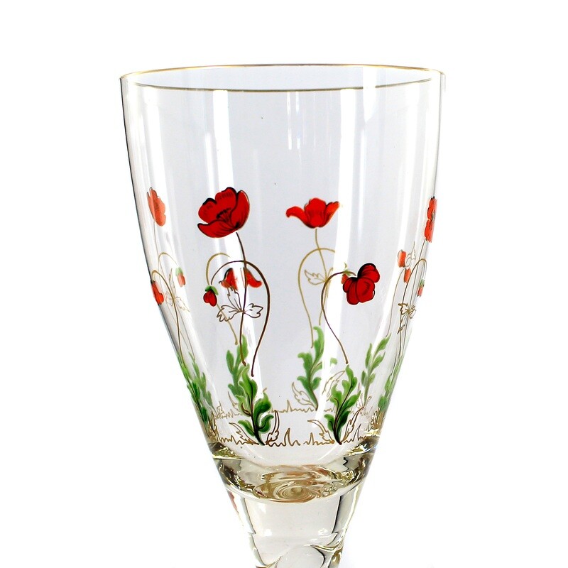 Cup with poppy flower decoration in gold and enamel painting, Josephinenhütte around 1900