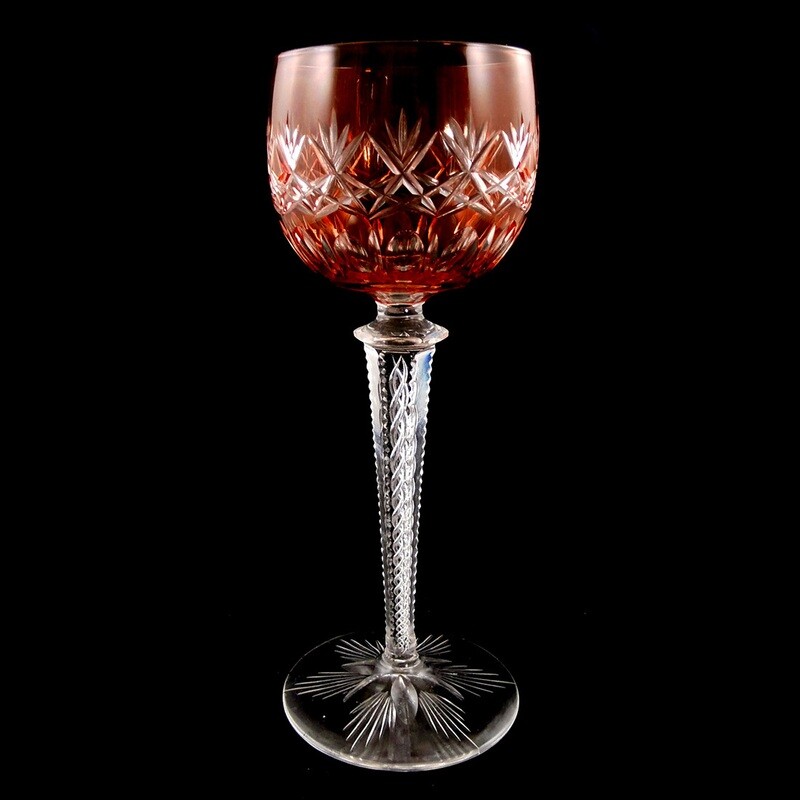 Stem glass with overlay &amp; air filigree, Josephinenhütte around 1910-20