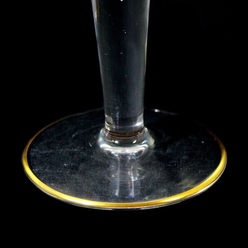 1st of 2. Champagne flute with pierced air beads, Josephinenhütte, designed by A. Gerlach