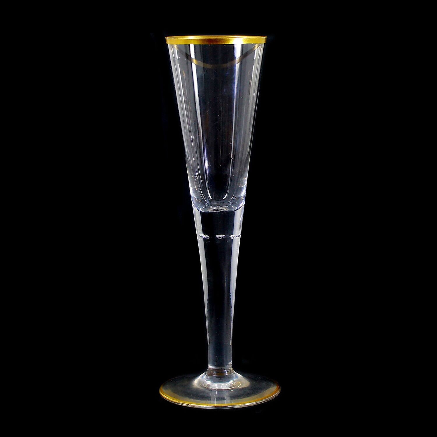 1st of 4. Champagne flute with pierced air beads, Josephinenhütte, designed by A. Gerlach
