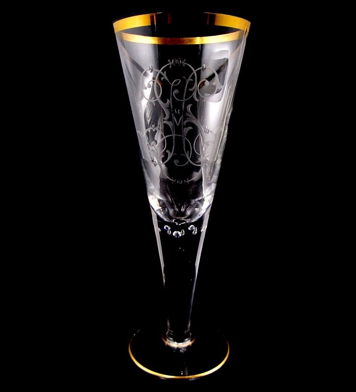 Large cup with monogram, Josephinenhütte, form 1003, designed by A. Gerlach