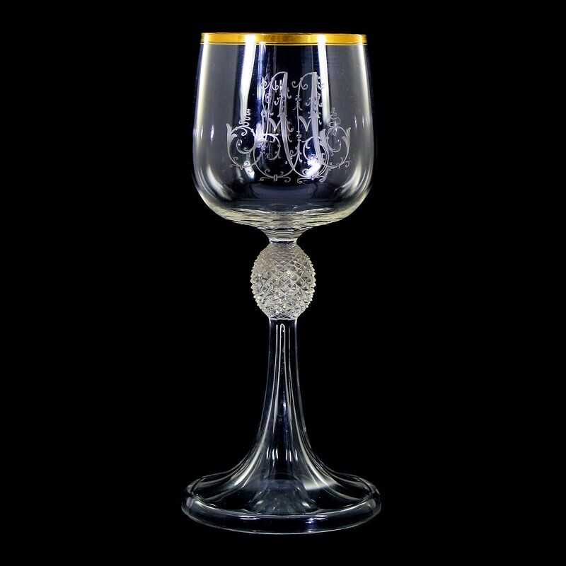 Large cup with ligature monogram, designed by A. Gerlach, Josephinenhütte around 1900