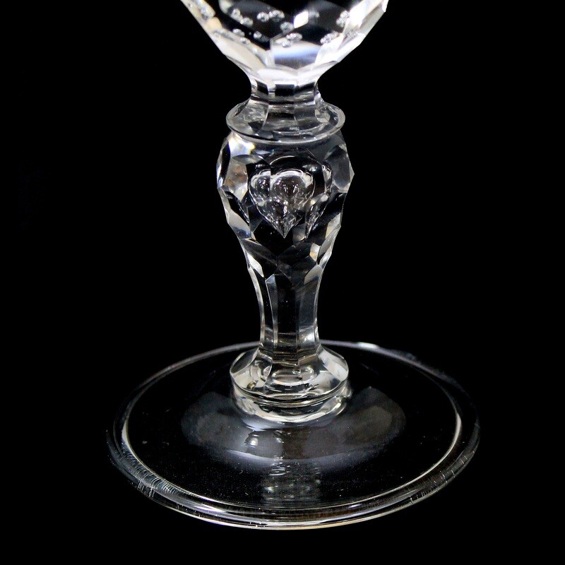 Cup glass with folded edge and pierced air beads, Josephinenhütte