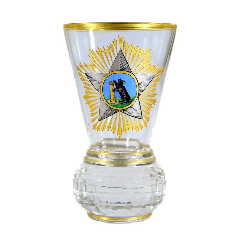 Loge glass, Black Bear Hanover, A. Gerlach, Josephinenhütte, Goedecke sign.