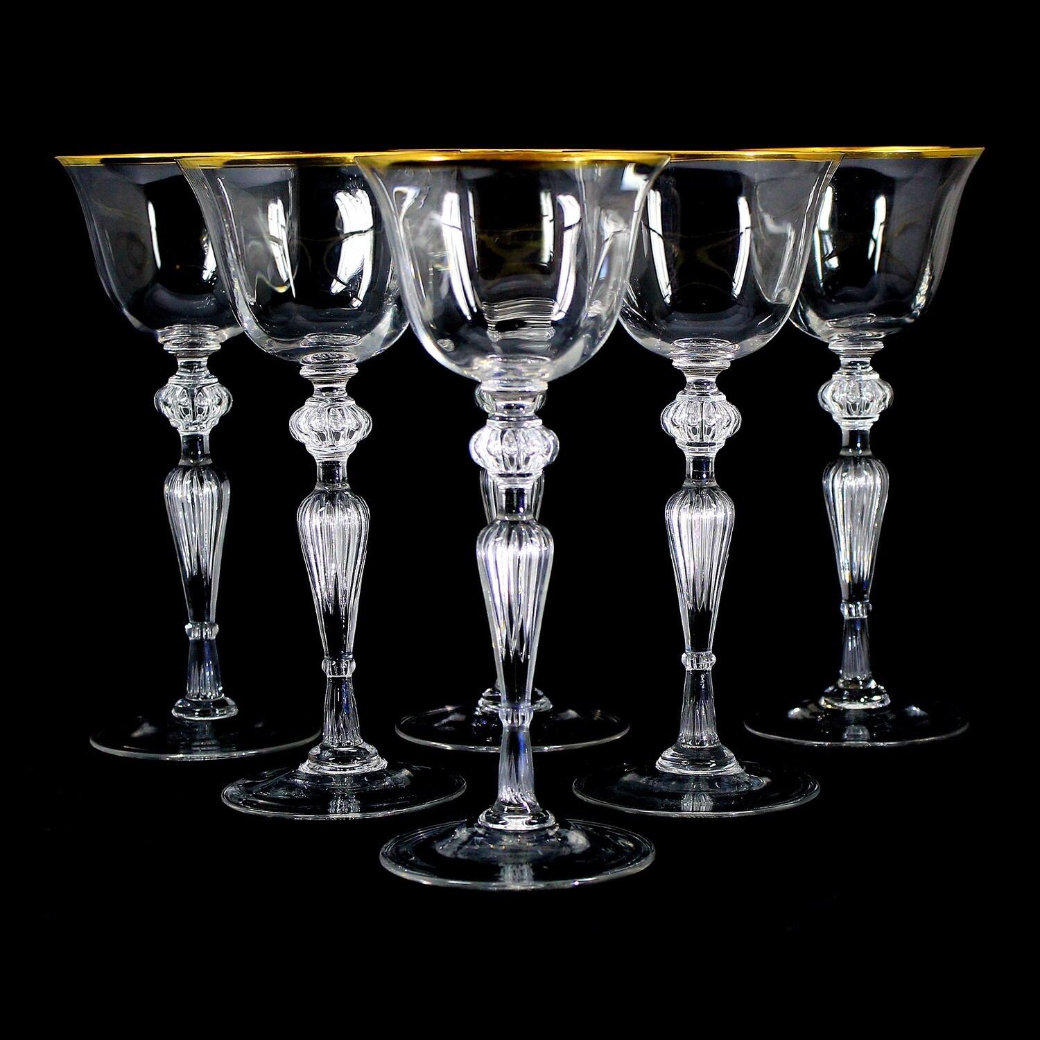 6 stem glasses with enclosed air beads, Josephinenhütte, Graham &amp; Zenker