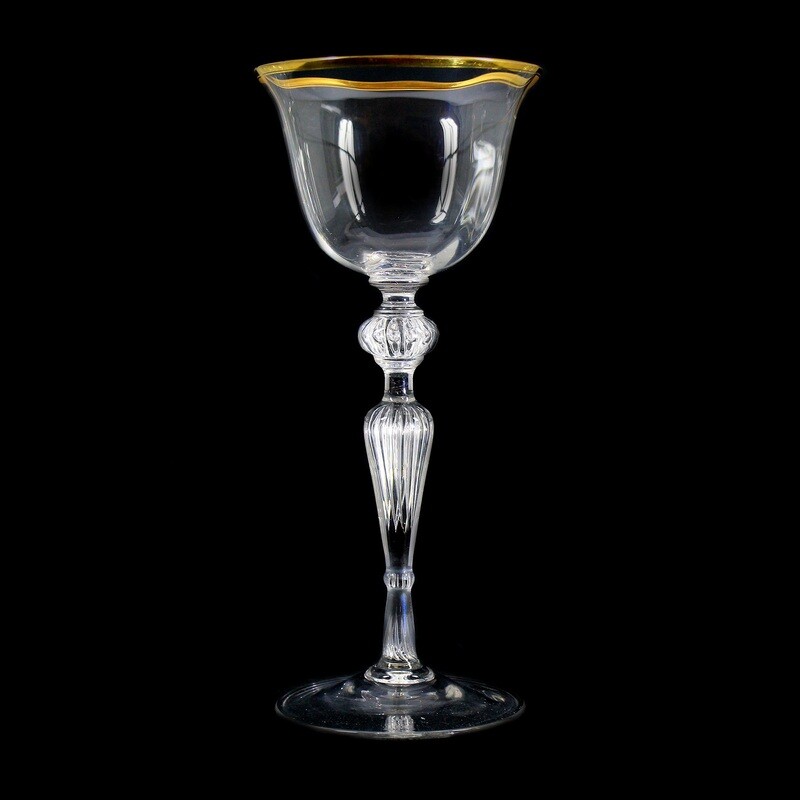 6 stem glasses with enclosed air beads, Josephinenhütte, Graham &amp; Zenker