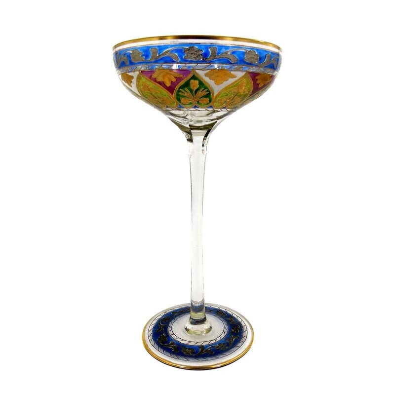 Stem glass Jodhpur, Josephinenhütte, designed by Rudolf Wille around 1912, inscribed