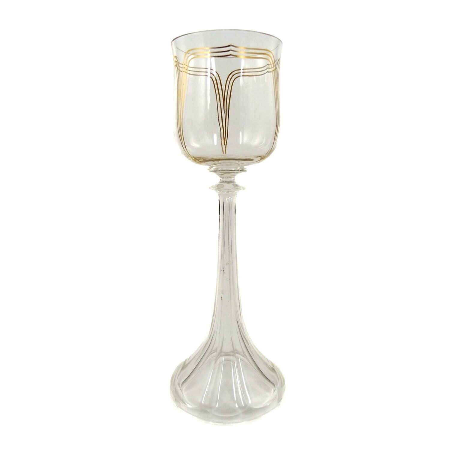 Stem glass with geometric line decoration, Josephinenhütte, designed by A. Niemeyer