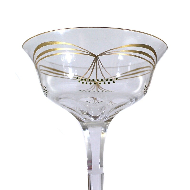 Stem glass with gold &amp; enamel painting, Josephinenhütte, designed by A. Niemeyer