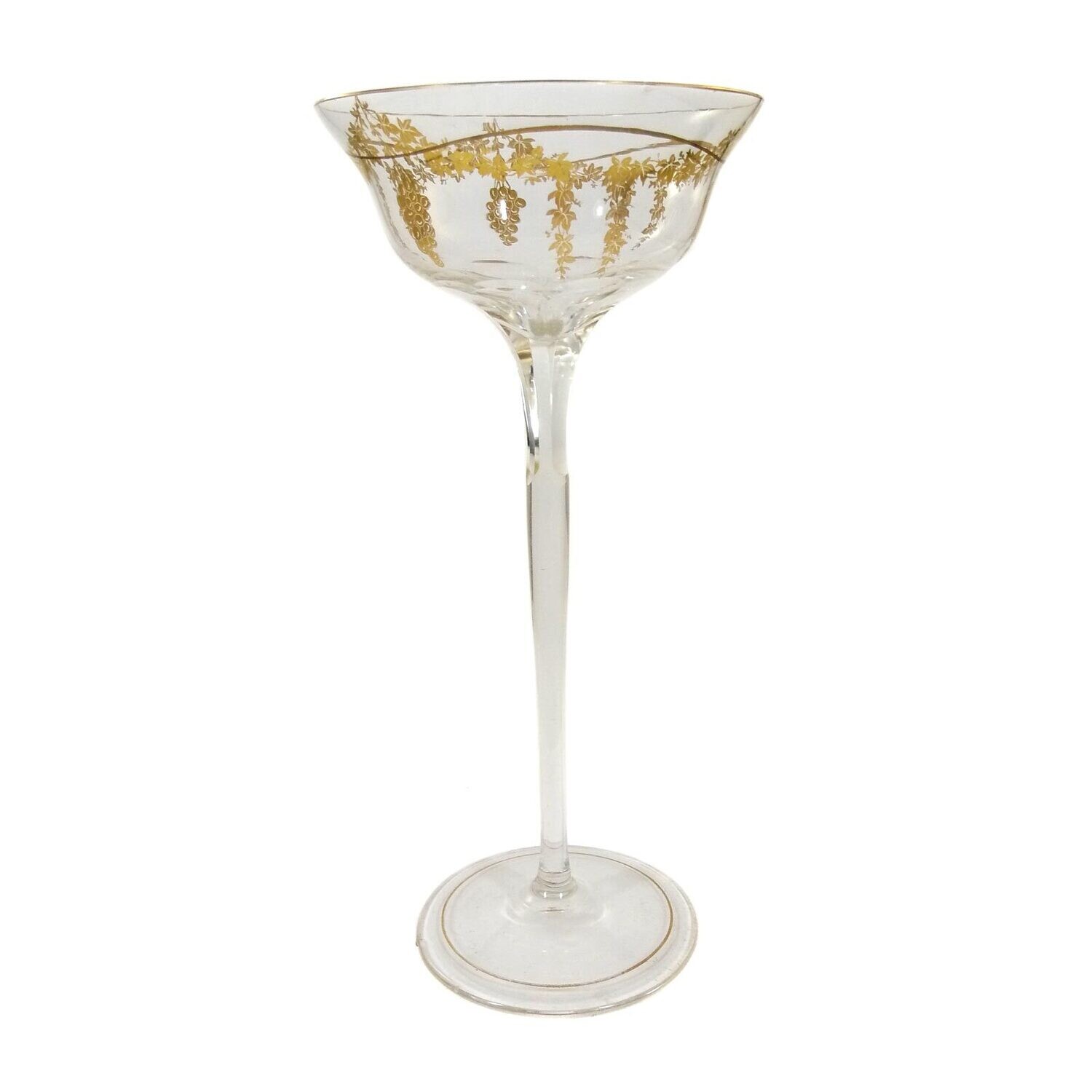 Stem glass with gold painting, Josephinenhütte, designed by Adelbert Niemeyer