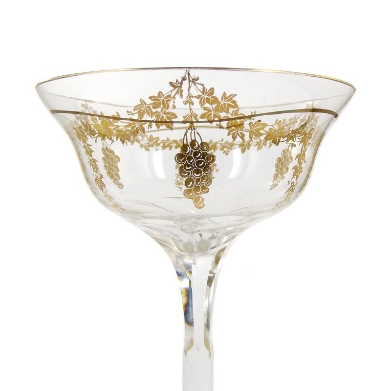 Stem glass with gold painting, Josephinenhütte, designed by Adelbert Niemeyer
