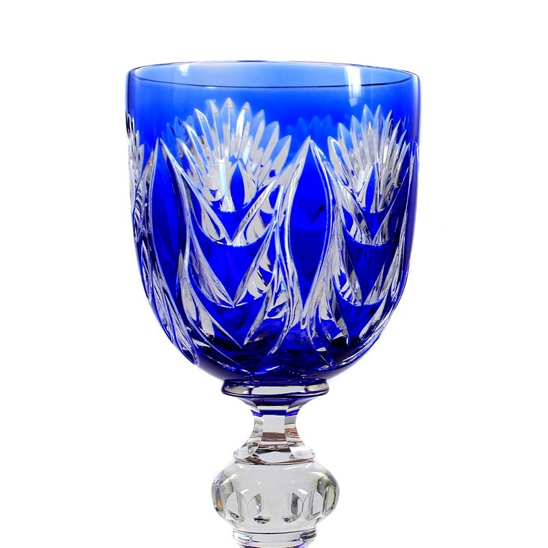Stem glass with cobalt blue overlay, Josephinenhütte, form 9000/767 around 1955