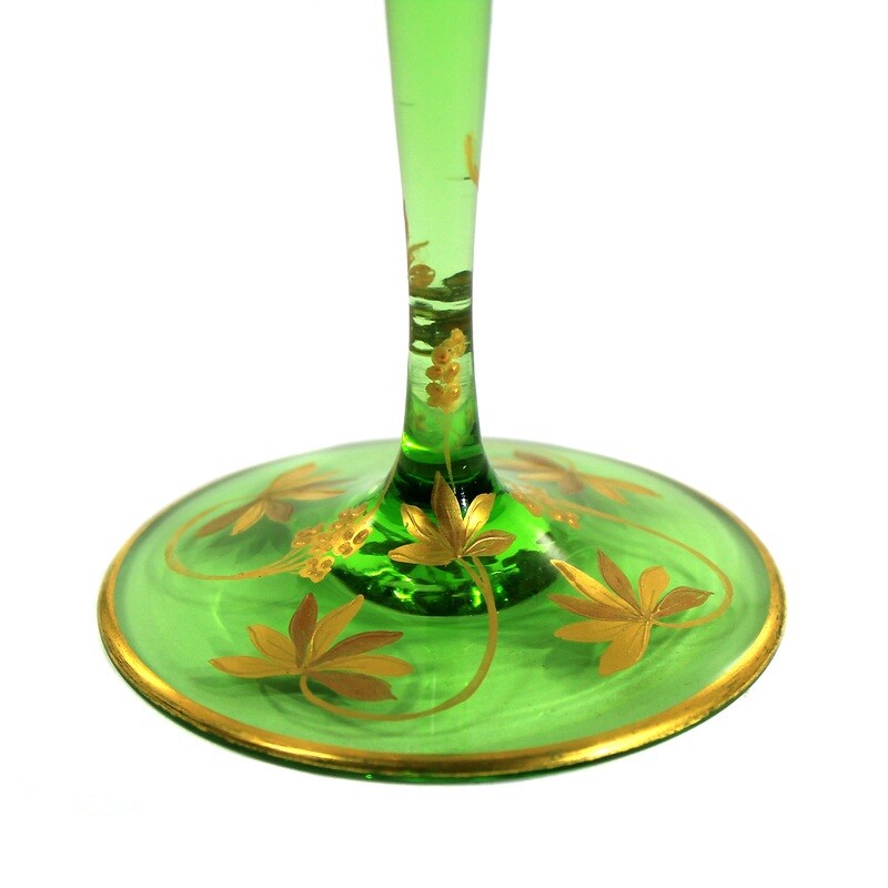 Stem glass with relief and polished gold painting, Josephinenhütte, Camillo de Maess