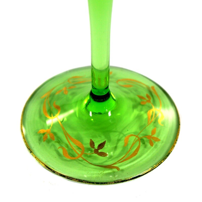 Stem glass with relief and polished gold painting, Josephinenhütte, Camillo de Maess