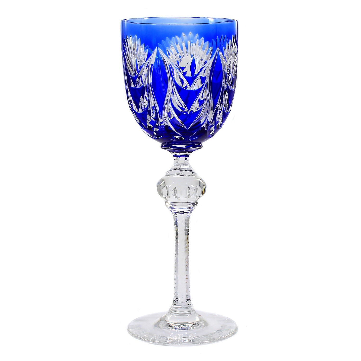 Stem glass with cobalt blue overlay, Josephinenhütte, form 9000/767 around 1955