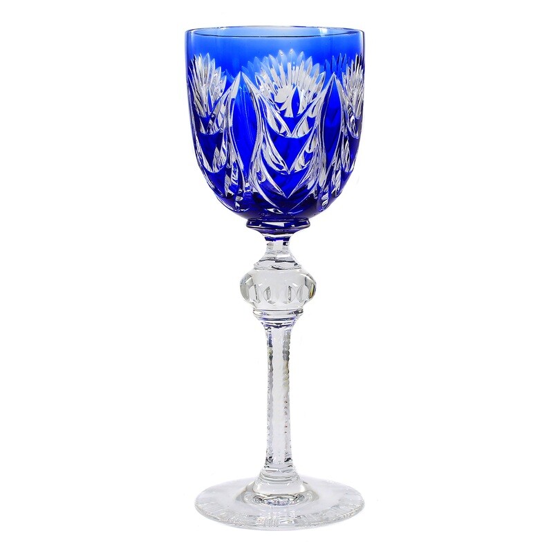 Stem glass with cobalt blue overlay, Josephinenhütte, form 9000/767 around 1955
