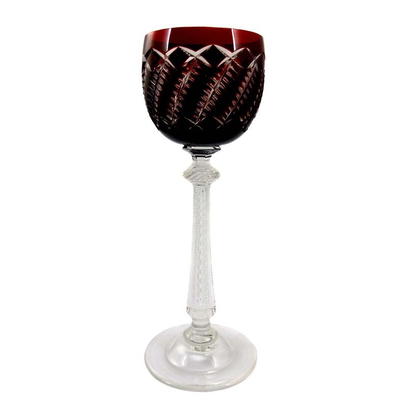 Stem glass with overlay and air filigree, Josephinenhütte around 1920