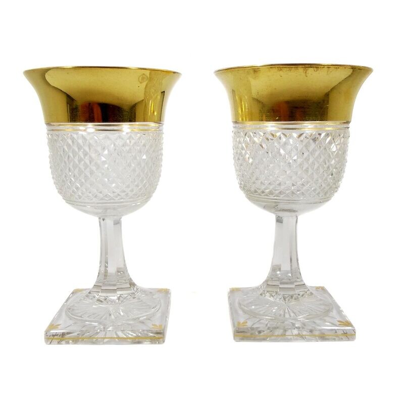 1st of 2nd cup with brilliant cut &amp; wide gold rim, Josephinenhütte, Viktoria