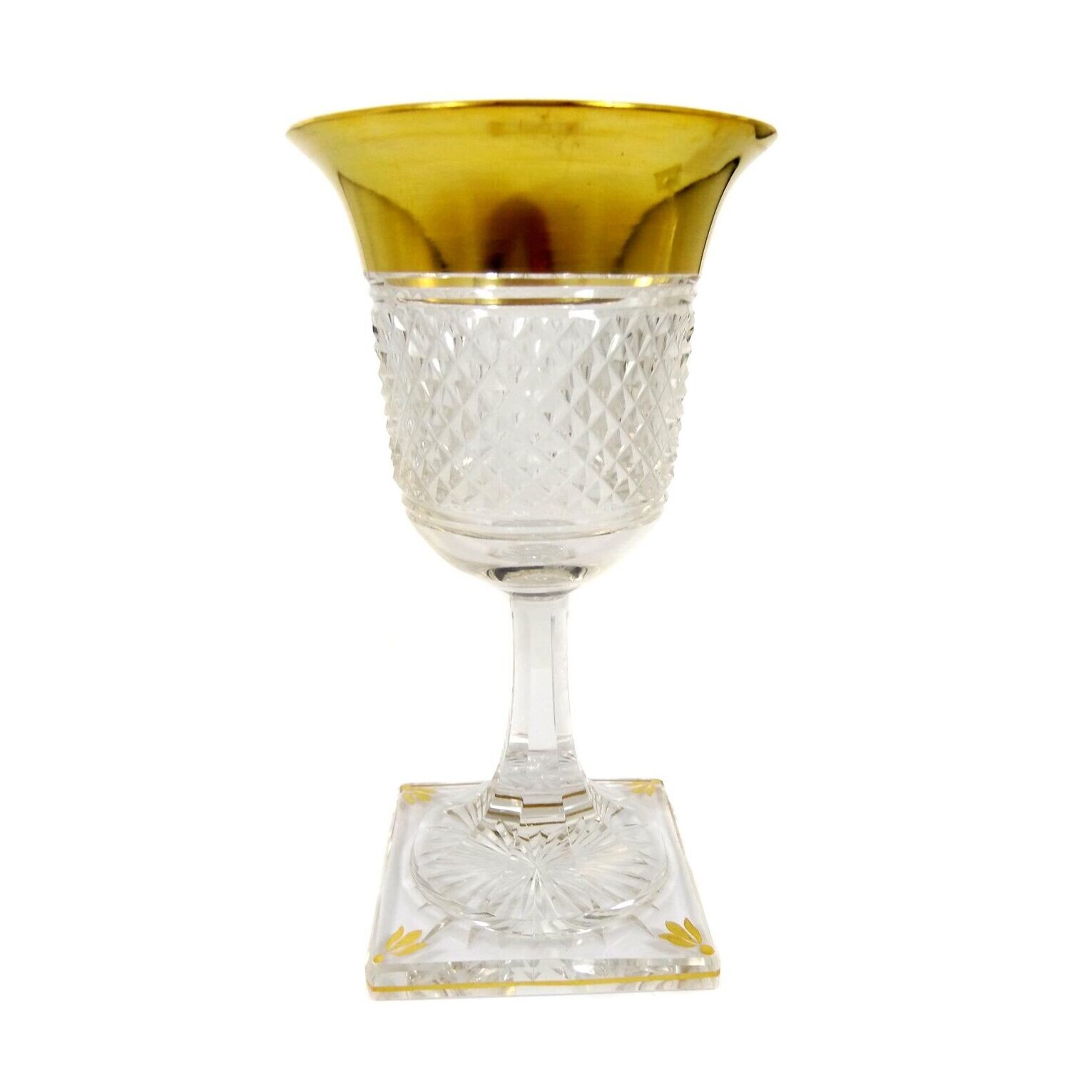 6 wine glasses with brilliant cut &amp; wide gold rim, Josephinenhütte