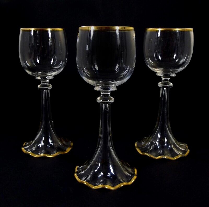 1st of 3. Wine glass with wave-shaped base, Josephinenhütte Service 1300 around 1900