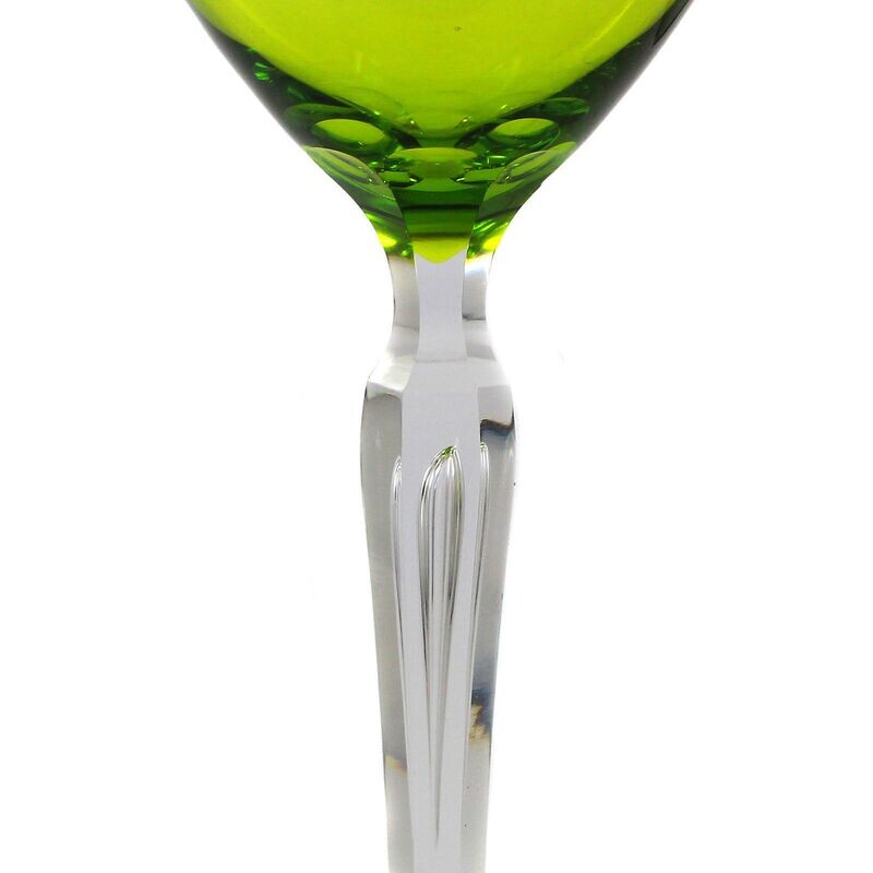 Stem glass with a light green bowl and ornamental cut decoration, Josephinenhütte around 1900
