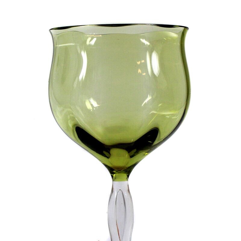 Stem glass with an optically ribbed bowl, Josephinenhütte, designed by Franz Pohl