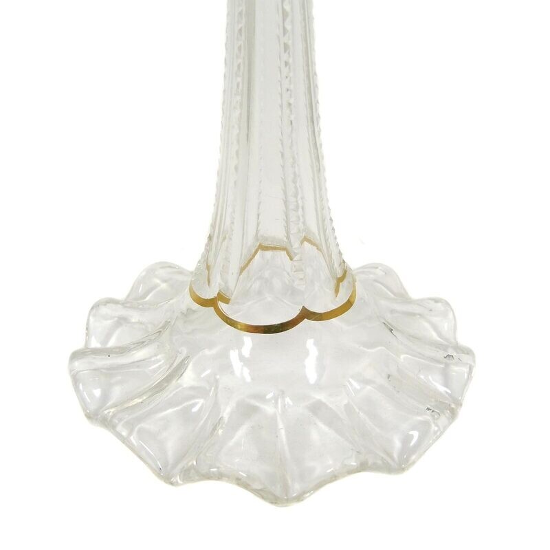 Stem glass with overlay, base with wavy edge, Josephinenhütte, painting Hanney