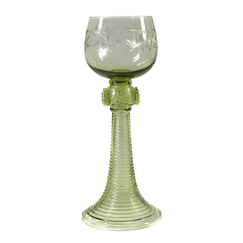 Roman made of light green glass with berry soup, Josephinenhütte, designed by F. Pohl