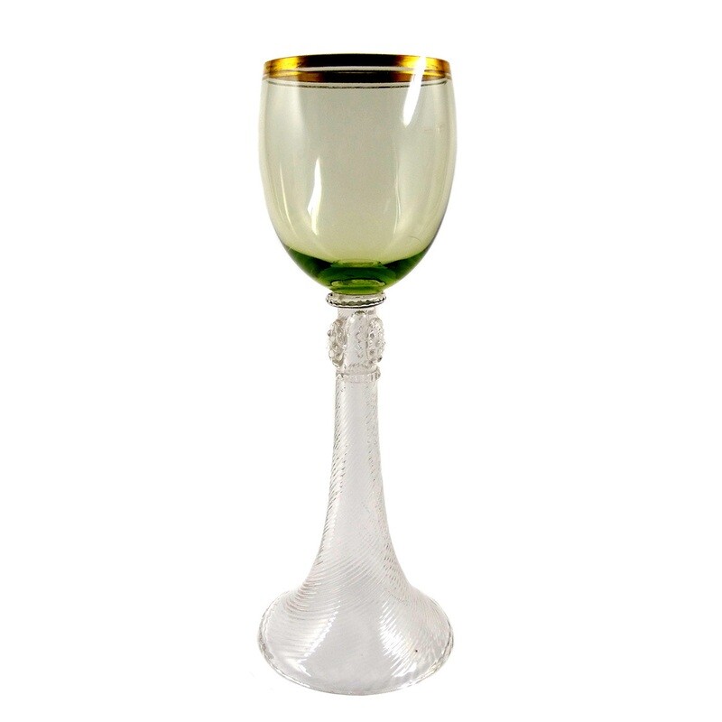 1st of 3. Wine Roman with light green cup and polished gold rim, Josephinenhütte