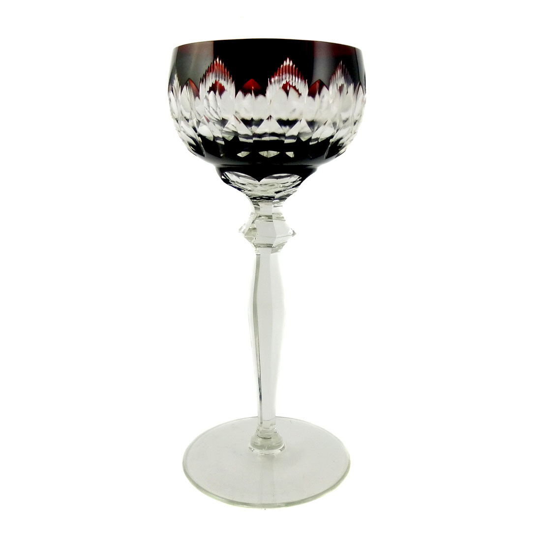 Overlay Roman, hexagonal shaft with ruby red cup, R&amp;B around 1925-35