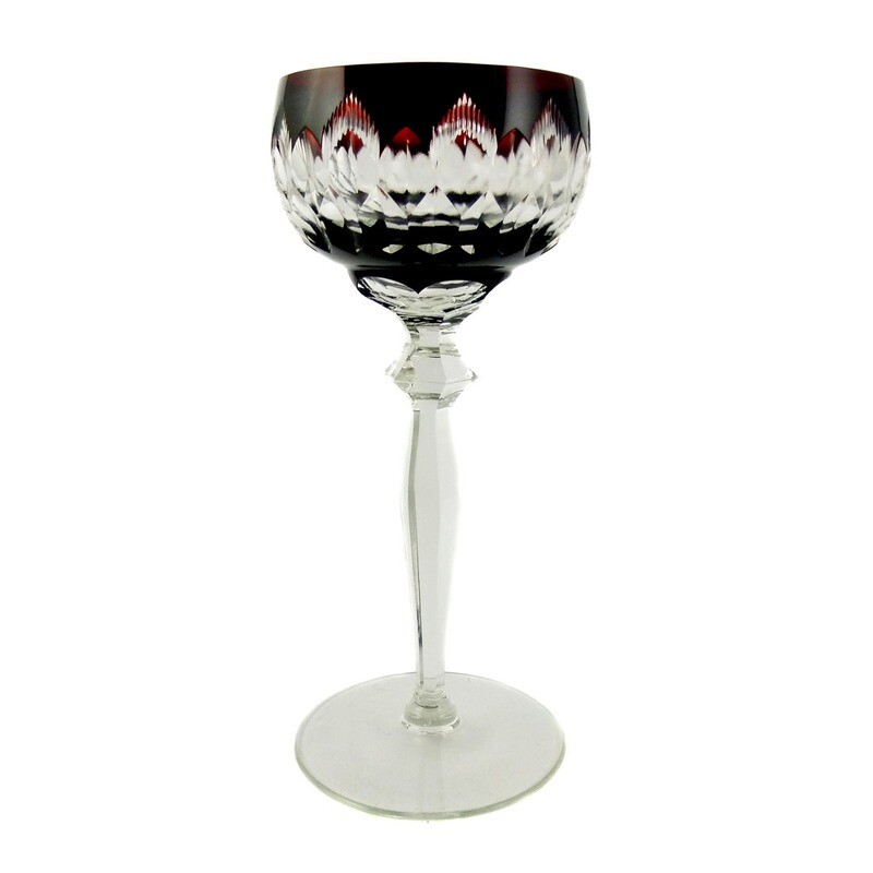 Overlay Roman, hexagonal shaft with ruby red cup, R&amp;B around 1925-35