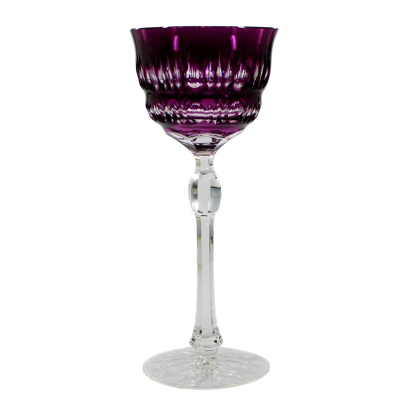 Stem glass with a purple overlaid cup, Rohrbach and Böhme around 1910