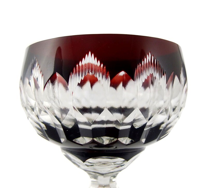 Overlay Roman, hexagonal shaft with ruby red cup, R&amp;B around 1925-35