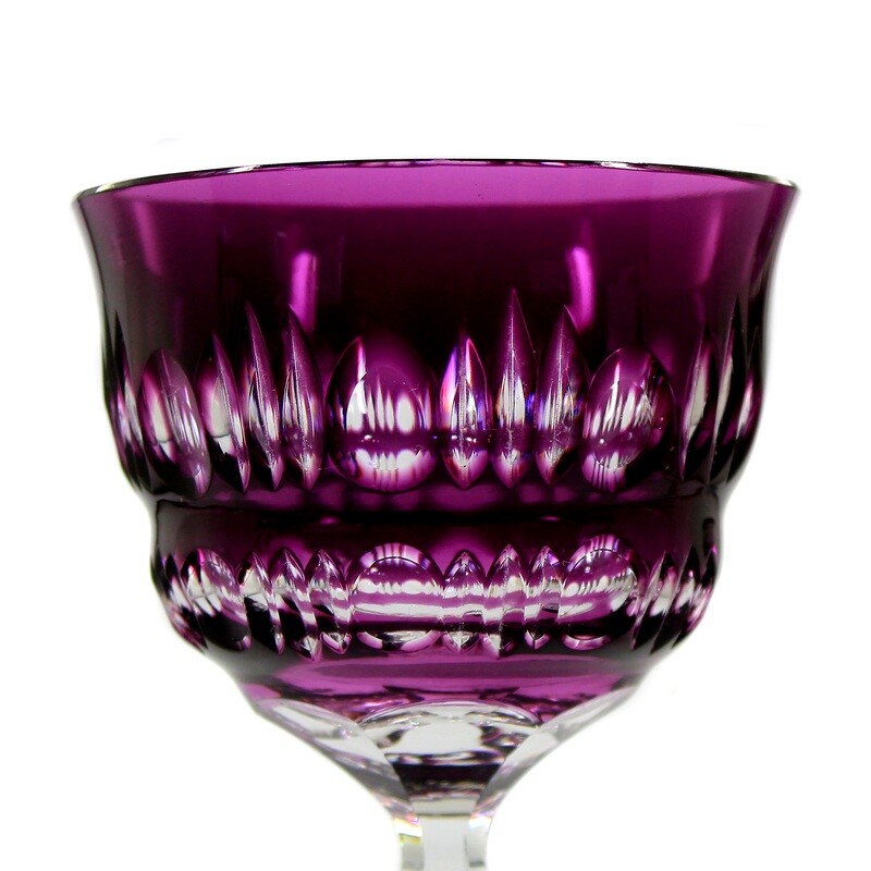 Stem glass with a purple overlaid cup, Rohrbach and Böhme around 1910
