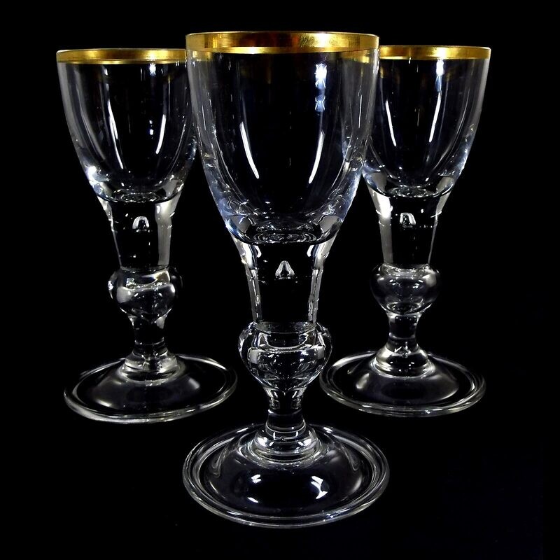 1st of 3rd goblet with gold rim, air beads in node &amp; shaft, Josephinenhütte