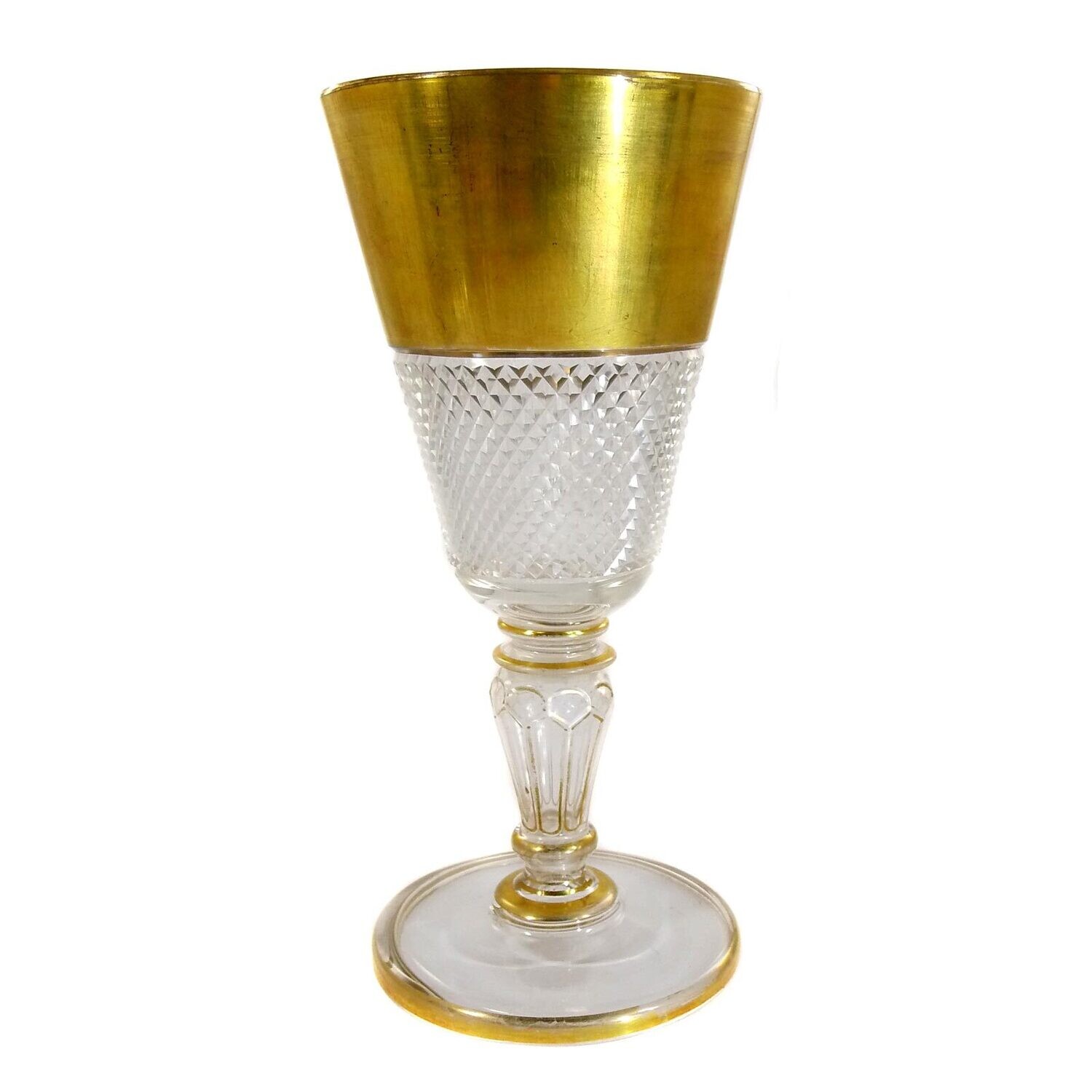 Goblet made of colorless glass with a wide gold rim, Josephinenhütte, Viktoria series