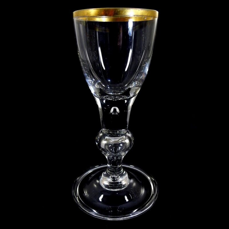 1st of 3rd goblet with gold rim, air beads in node &amp; shaft, Josephinenhütte
