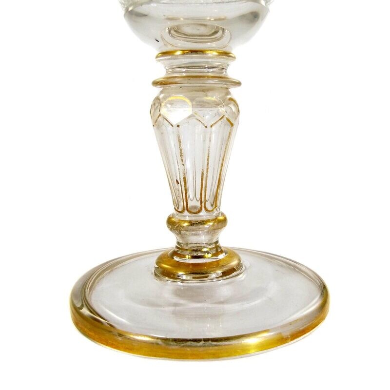 Goblet made of colorless glass with a wide gold rim, Josephinenhütte, Viktoria series