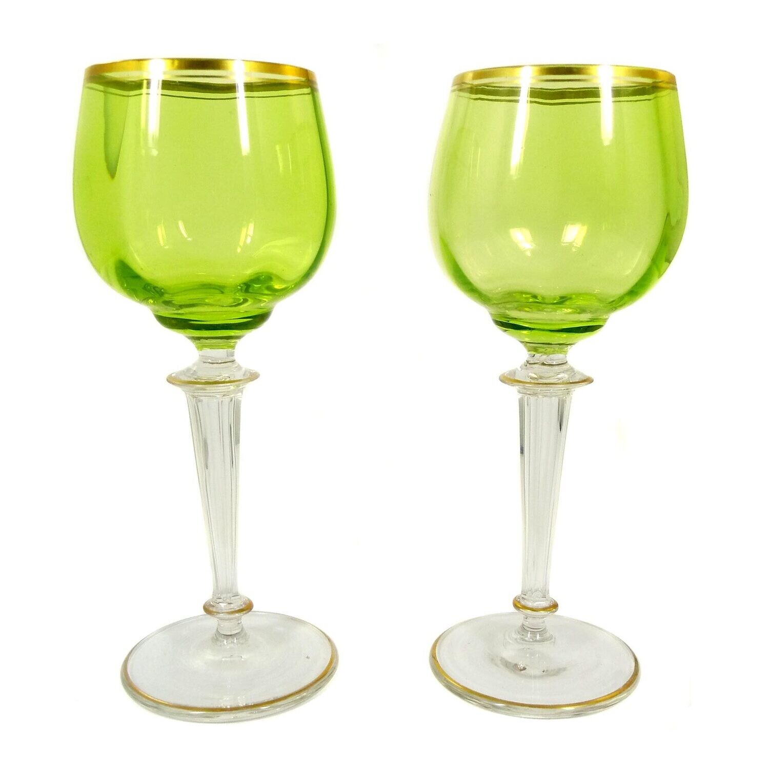 1st of 2. Stem glass with faceted hollow shaft, F. Heckert, designed by Sütterlin