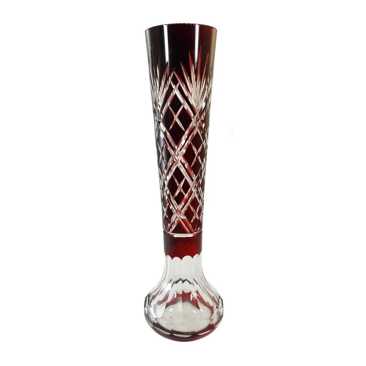 Large vase made of high-quality lead crystal with overlay, Fritz Heckert / Ehring