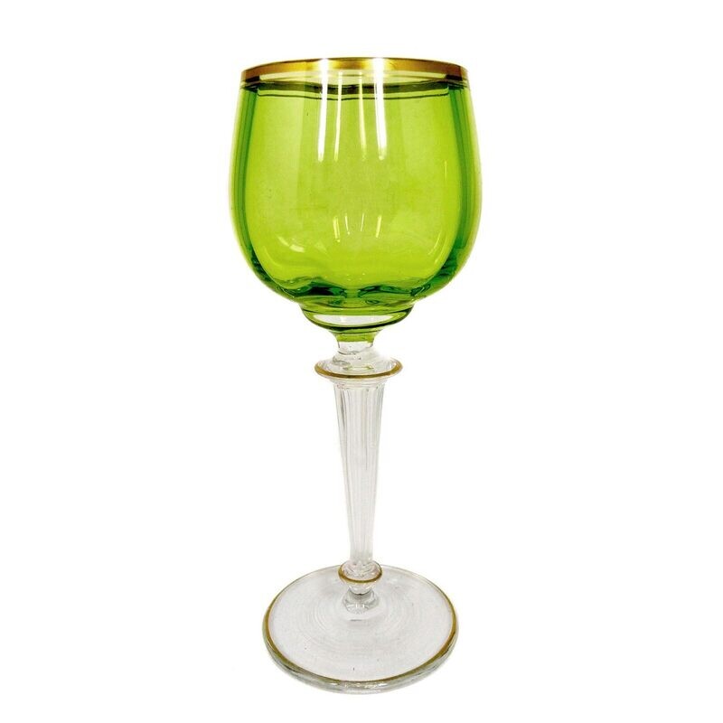 1st of 2. Stem glass with faceted hollow shaft, F. Heckert, designed by Sütterlin